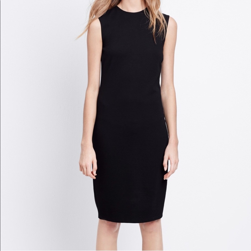VINCE Sleeveless Ribbed Zippered Midi Dress
